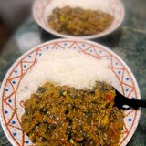 オクラとモロヘイヤのネバネバキーマカレー